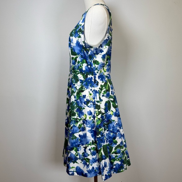 MILLY Capri Floral Sleeveless Dress Cotton Fit And Flare Women’s Size 10 - Picture 4 of 12